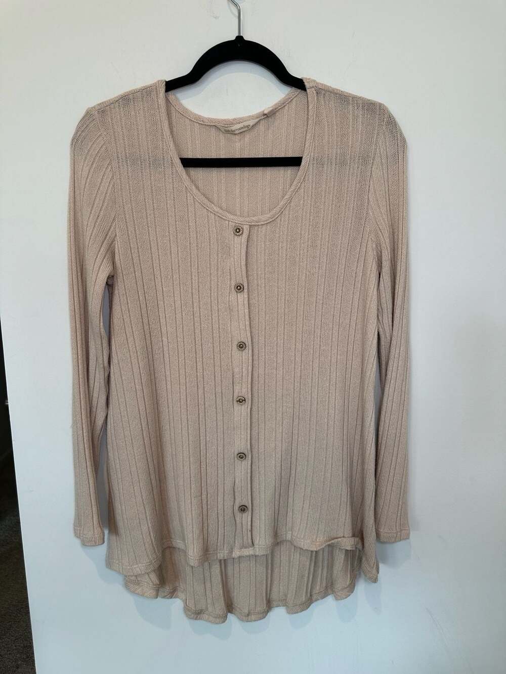 Soft Surroundings Madison Button Down Top Size M Cream Ribbed